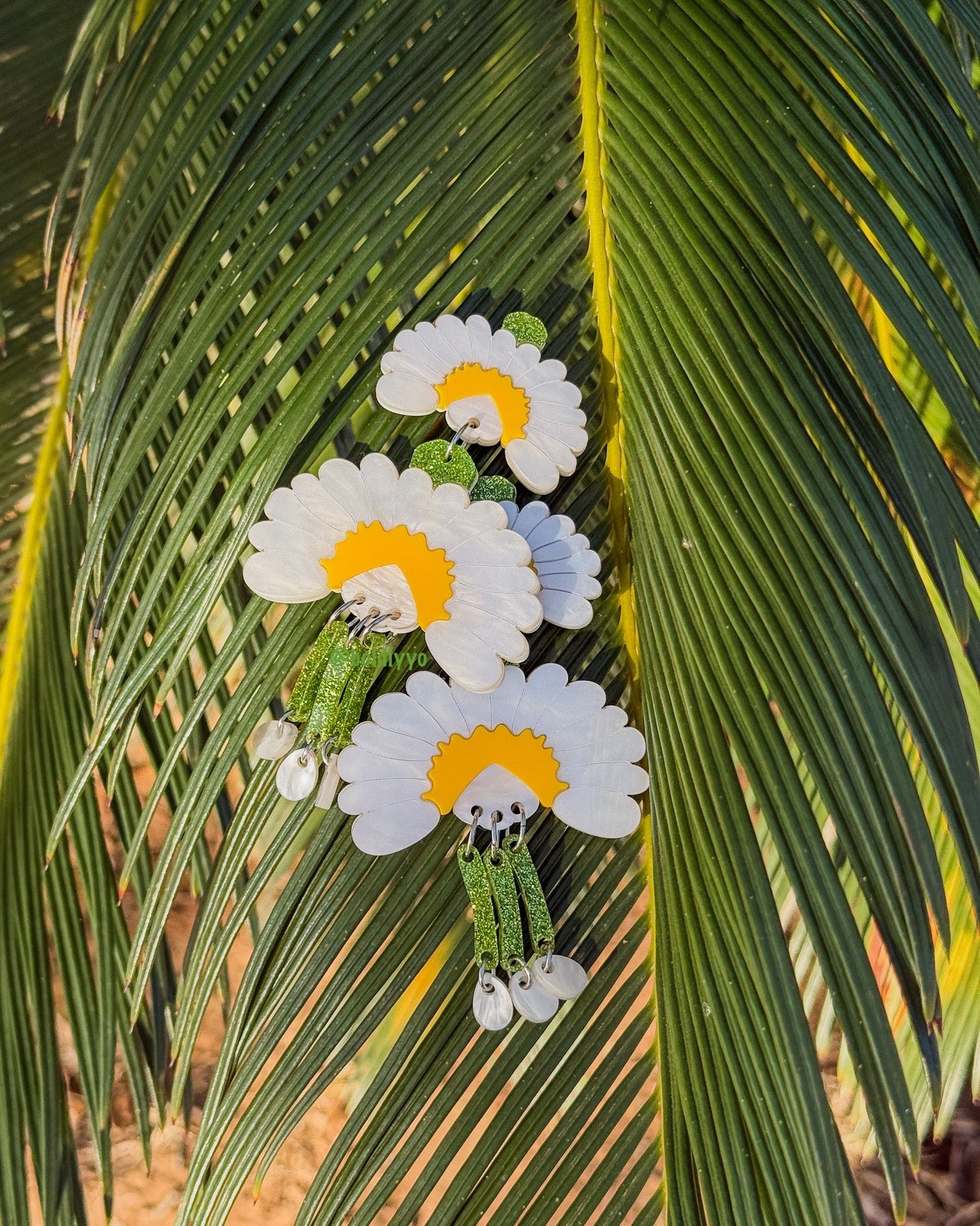 White Pearl Flower Dangles