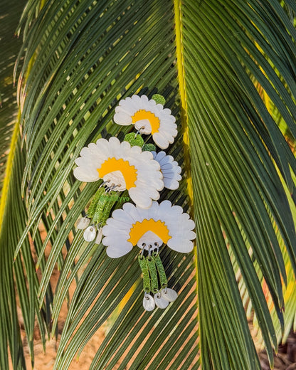 White Pearl Flower Dangles